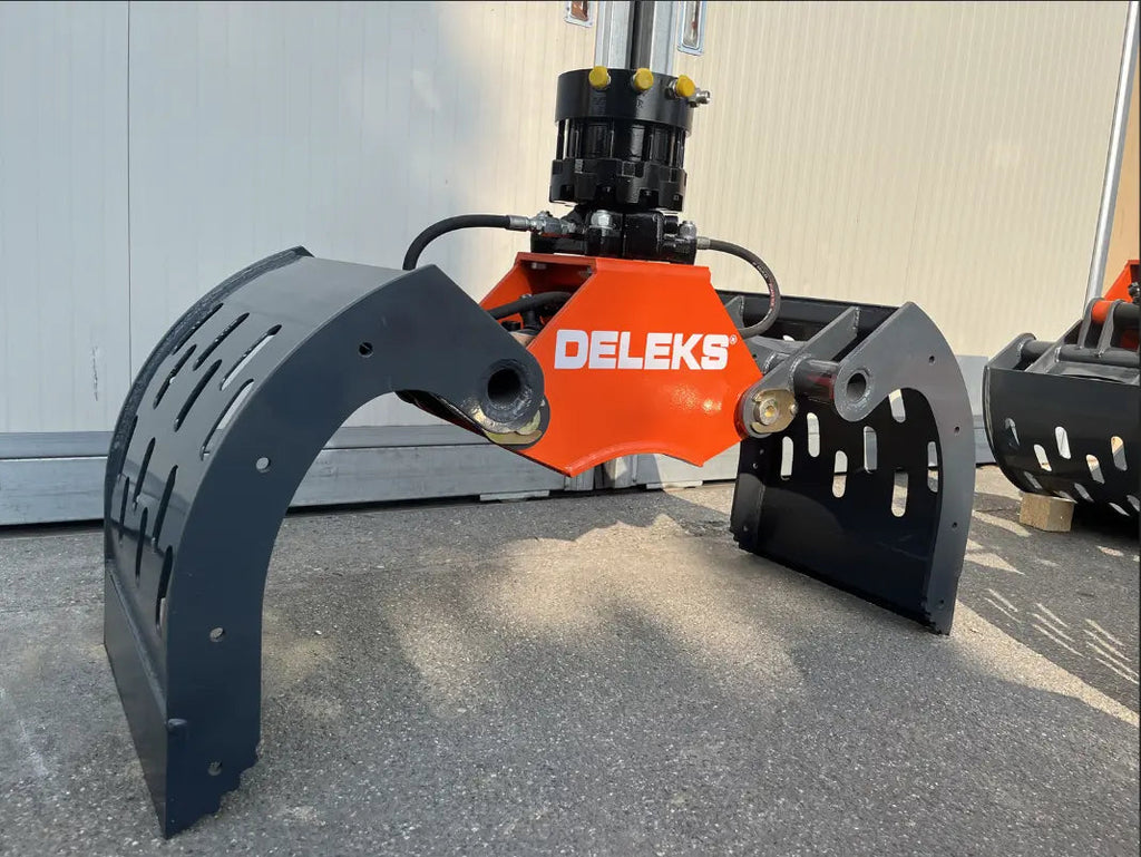Pince de démolition et de tri pour mini-pelles avec rotateur 360° continue modèle DKP15 + GR-55FF DELEKS