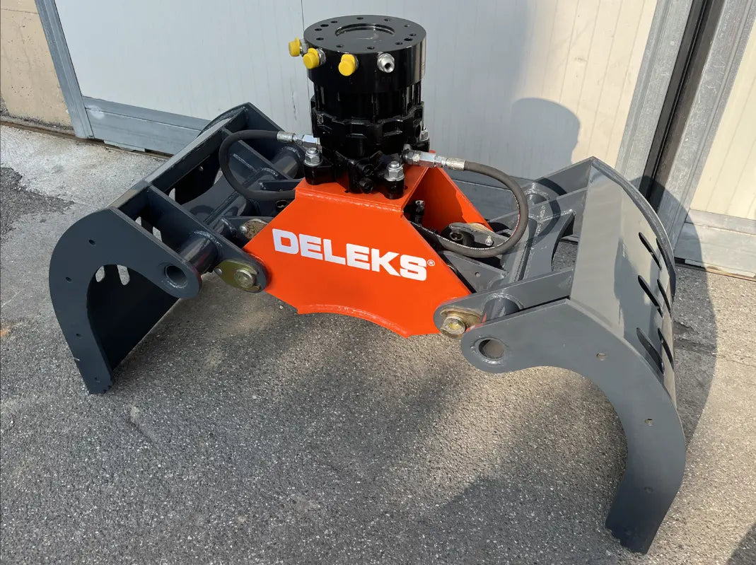 Pince de démolition et de tri pour mini-pelles avec rotateur 360° continue modèle DKP15 + GR-55FF DELEKS