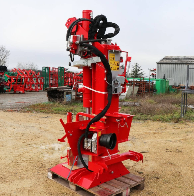 Fendeuse de bûches pour tracteur, 24T, modèle lourd (PI), entraînement par groupe hydraulique indépendant + treuil hydraulique, entraînement prise de force, LERIN CARTEL LERIN CARTEL