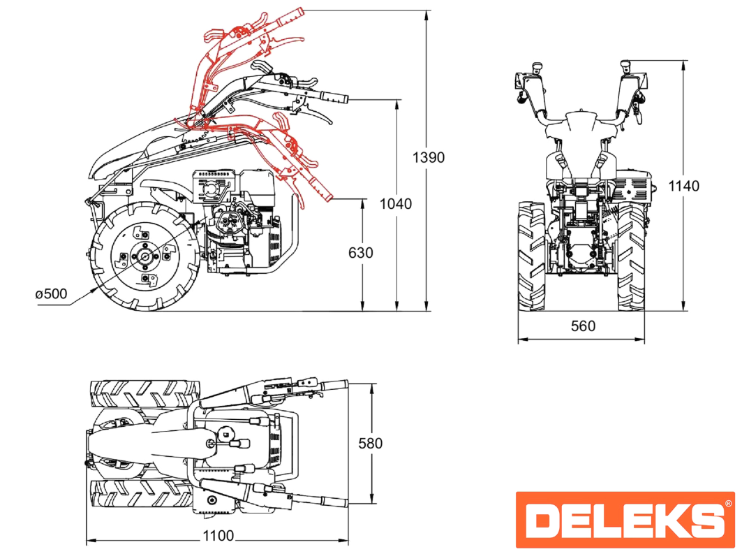 Motoculteur réversible, moteur Loncin 420cc essence DELEKS